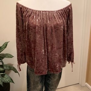 AmericanEagle Crushed Velvet Off-the -Shoulder Top